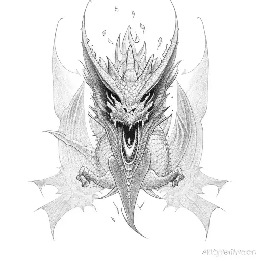 dragon killing woman tattoo design idea