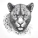 A front faced looking ahead black panther with an angry intimidating look tattoo design idea