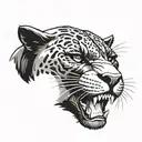 A front faced black panther with an angry intimidating look tattoo design idea