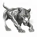 A front faced black panther with an angry intimidating look tattoo design idea