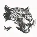 A front faced black panther with an angry intimidating look tattoo design idea