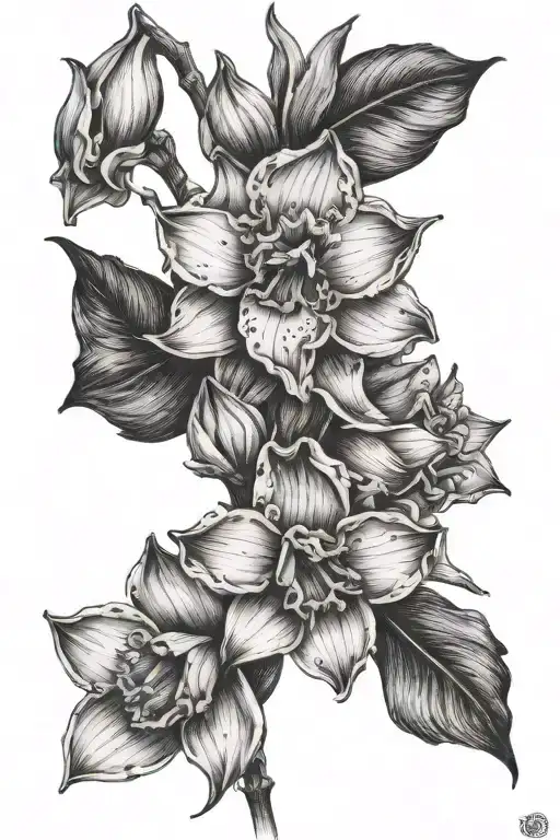 narcissus and gladiolus flower tattoo design idea