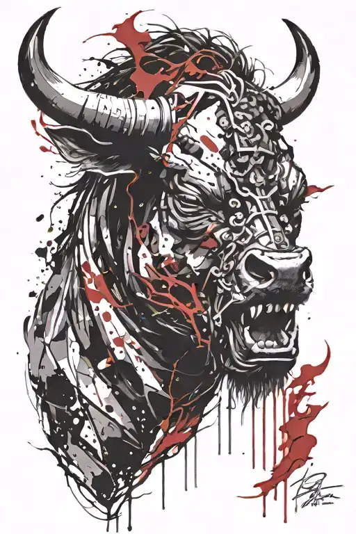 bull head tattoo design idea
