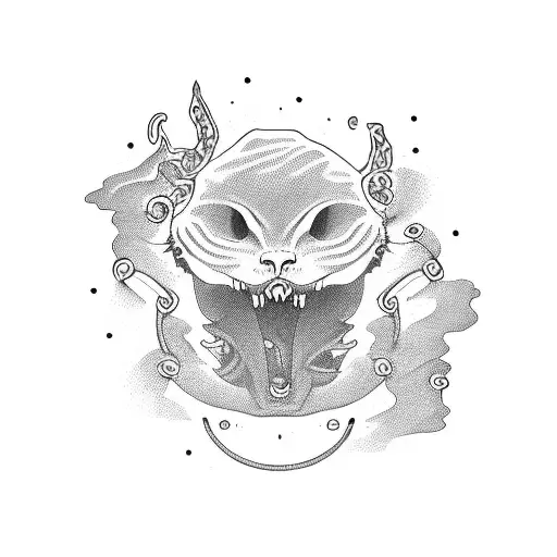 Oruborus Cat skeleton ouroboros  tattoo design idea