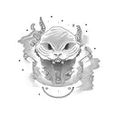 Oruborus Cat skeleton ouroboros  tattoo design idea