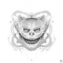 Oruborus Cat skeleton ouroboros  tattoo design idea
