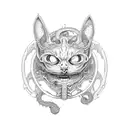 Oruborus Cat skeleton ouroboros  tattoo design idea