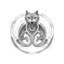 Oruborus Cat skeleton ouroboros  tattoo design idea