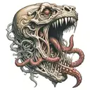 bezerk biting intestines between his tattoo design idea