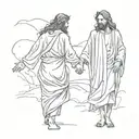 Jesus holding hands with little girl walking hand in hand tattoo design idea