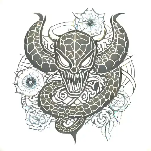 polynesian sleeve, cobra, spiderweb, black widow, anker, compas tattoo design idea