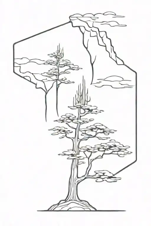cypress tree tattoo design idea