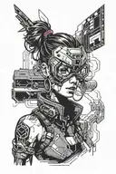 girl cyberpunk 2077 tattoo design idea