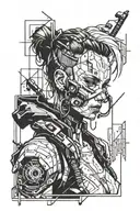 girl cyberpunk 2077 tattoo design idea