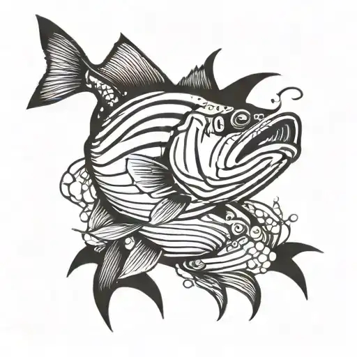 striped bass with suit on  tattoo design idea
