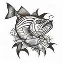 striped bass with suit on  tattoo design idea