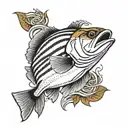striped bass with suit on  tattoo design idea