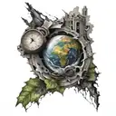 destroyed world tattoo design idea