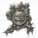 destroyed world tattoo design idea