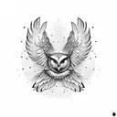 snow owl flying  tattoo design idea