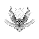 snow owl flying  tattoo design idea