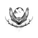 snow owl flying  tattoo design idea
