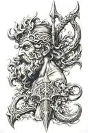 poseidon and trident tattoo design idea