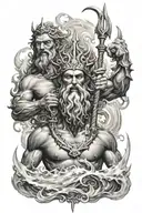 poseidon and trident tattoo design idea
