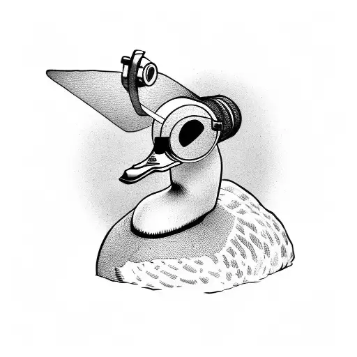 duck with round sunglasses tattoo design idea