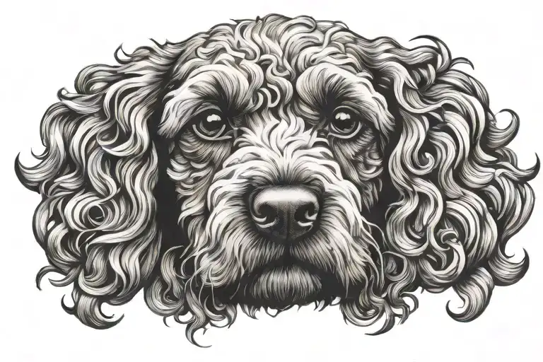 cockapoo dog head tattoo design idea