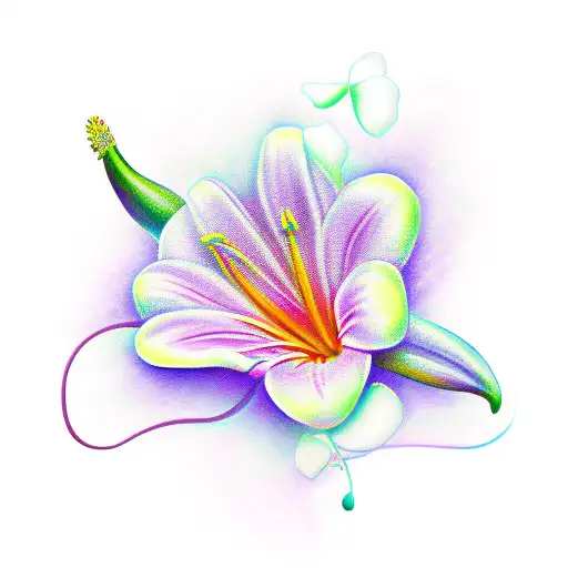 script with flower Lilly JoAnn Lindley tattoo design idea