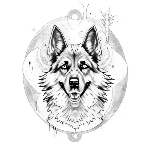 Zombie German Shepard  tattoo design idea