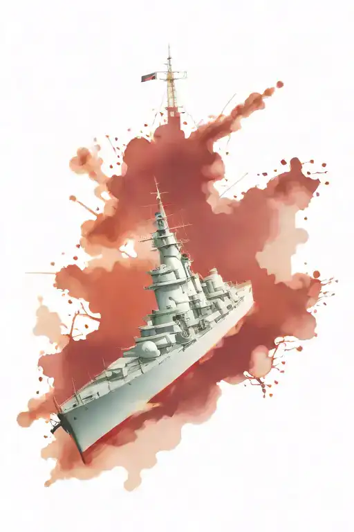 WW2 BATTLESHIP WITH CROSS MEMORIAM tattoo design idea