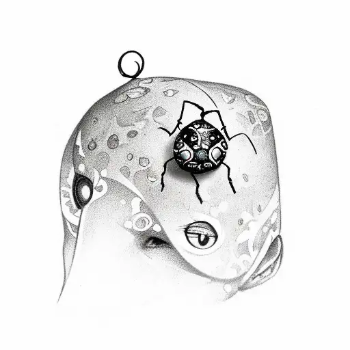 A whimsical design combining elements of Harry Potter and bohemian style, with a ladybug as a magical companion tattoo design idea