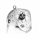 A whimsical design combining elements of Harry Potter and bohemian style, with a ladybug as a magical companion tattoo design idea