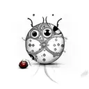 A whimsical design combining elements of Harry Potter and bohemian style, with a ladybug as a magical companion tattoo design idea