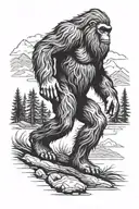 sasquatch walking away tattoo design idea
