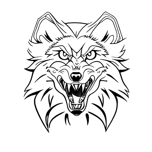 wolf face with naruto headband tattoo design idea