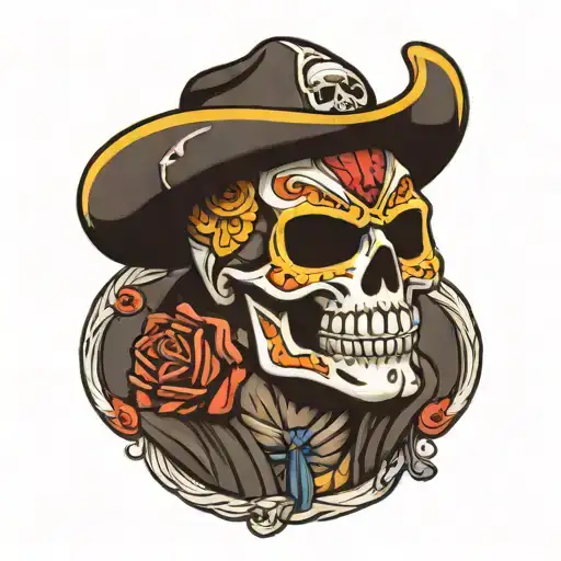 a skull wearing a luchador mask tattoo design idea