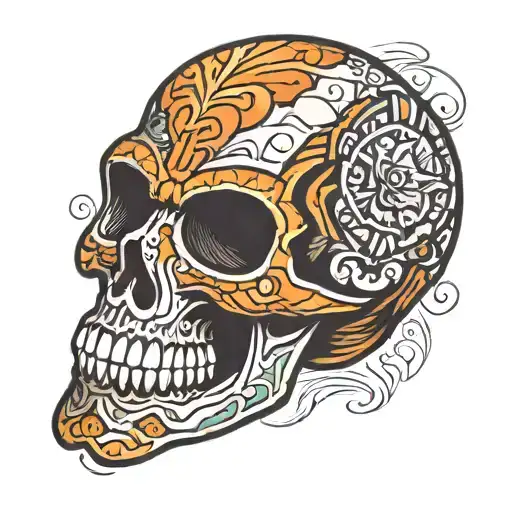 a skull with a luchador mask on top tattoo design idea