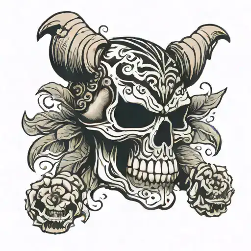 skull wearing a luchador mask tattoo design idea
