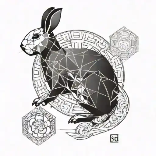 Year of the rabbit Chinese Zodiac with water and earth elements  tattoo design idea