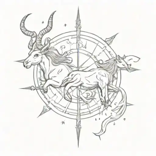 Sagittarius and taurus zodiac sign tattoo design idea