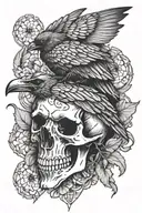 crow skull tattoo design idea