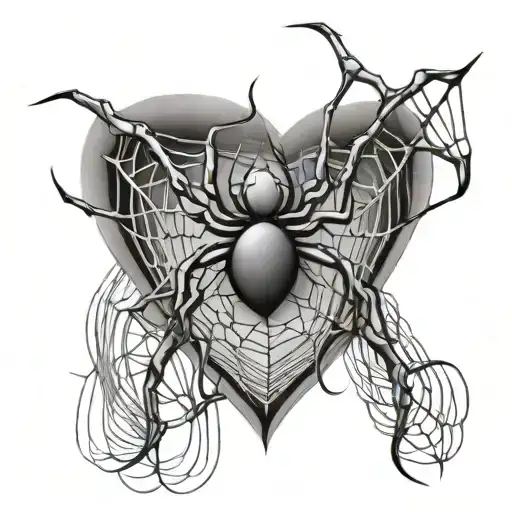 A spider weaving a web in the shape of a heart tattoo design idea