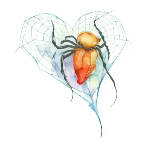 A spider weaving a web in the shape of a heart tattoo design idea