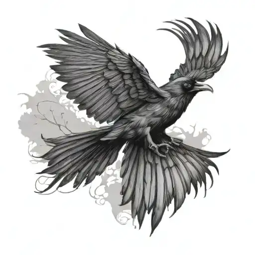 crow flying tattoo design idea