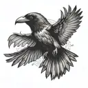 crow flying tattoo design idea