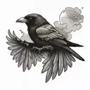 crow flying tattoo design idea
