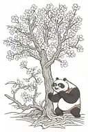 Kung fu panda cherry blossom tree branch tattoo design idea